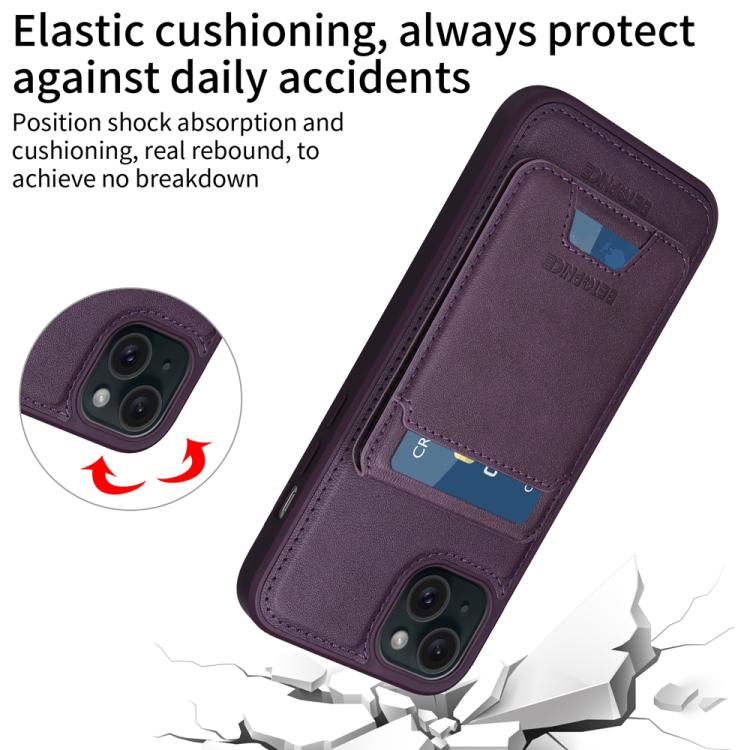 For iPhone 15 Plus BETOPNICE Vertical Flip Detachable MagSafe Wallet Phone Case(Purple)