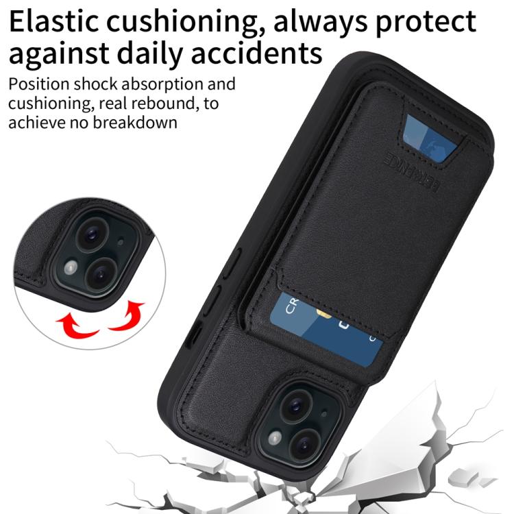 For iPhone 15 BETOPNICE Vertical Flip Detachable MagSafe Wallet Phone Case(Black)