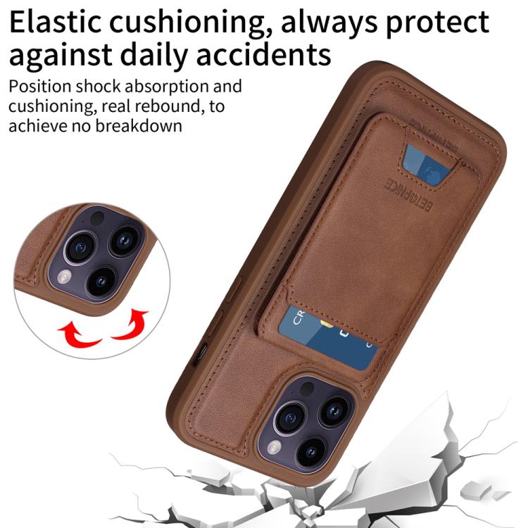 For iPhone 14 Pro Max BETOPNICE Vertical Flip Detachable MagSafe Wallet Phone Case(Brown)