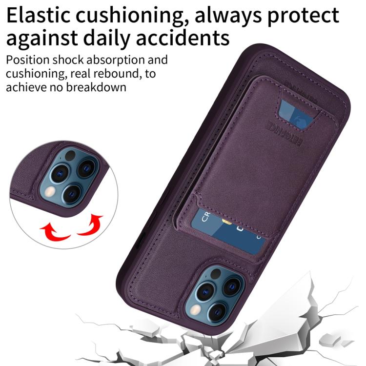 For iPhone 12 Pro Max BETOPNICE Vertical Flip Detachable MagSafe Wallet Phone Case(Purple)