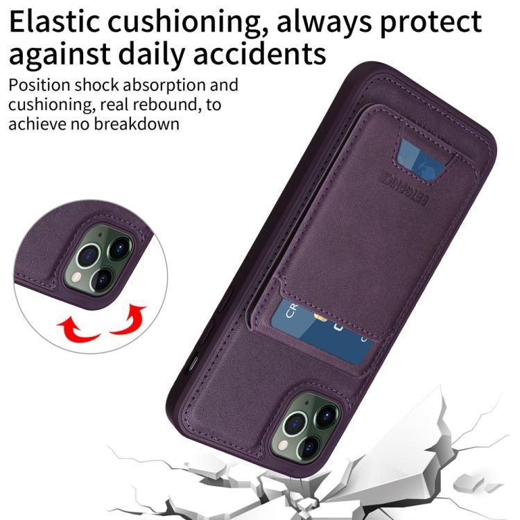 For iPhone 11 Pro Max BETOPNICE Vertical Flip Detachable MagSafe Wallet Phone Case(Purple)