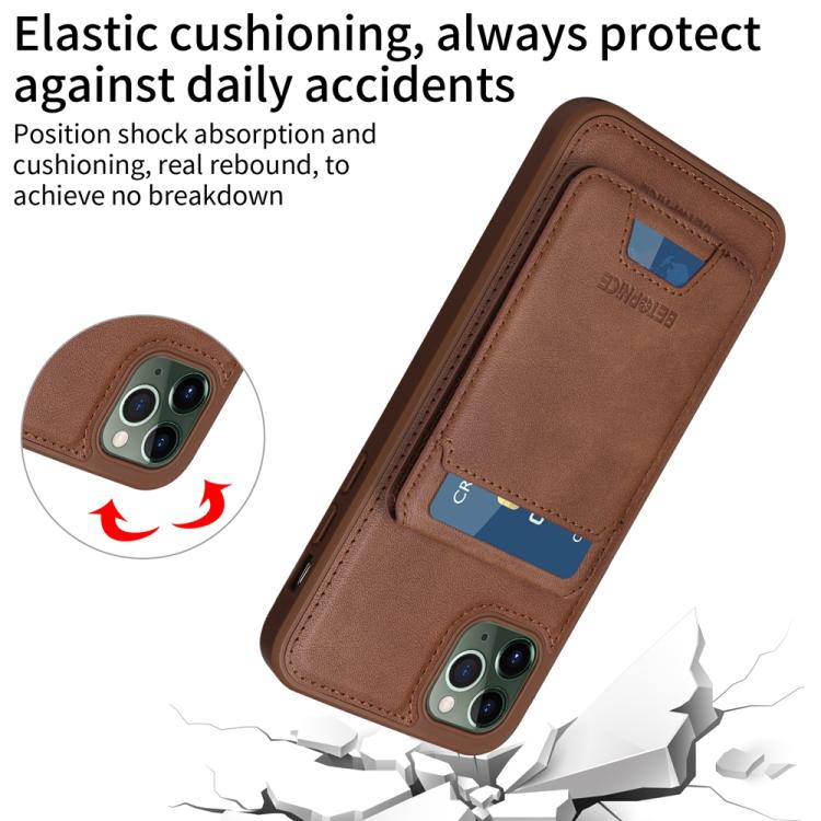 For iPhone 11 Pro Max BETOPNICE Vertical Flip Detachable MagSafe Wallet Phone Case(Brown)
