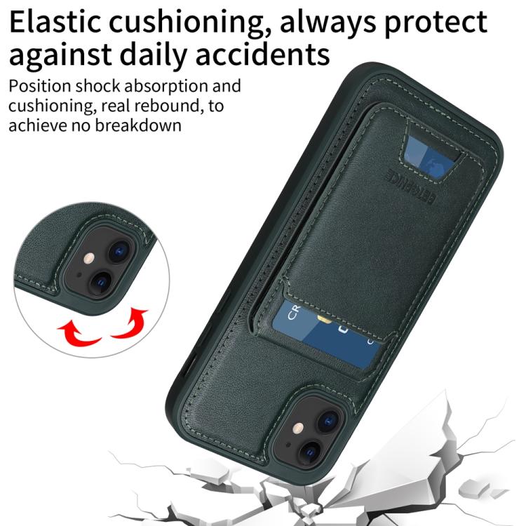 For iPhone 11 BETOPNICE Vertical Flip Detachable MagSafe Wallet Phone Case(Green)