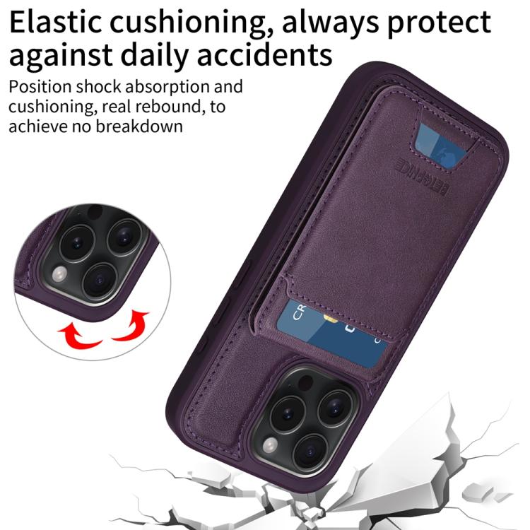 For iPhone 15 Pro BETOPNICE Vertical Flip Detachable MagSafe Wallet Phone Case(Purple)