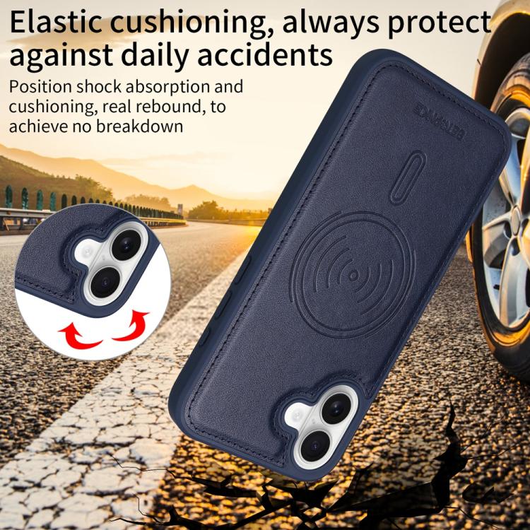 For iPhone 16 Plus BETOPNICE Horizontal Flip Detachable MagSafe Wallet Phone Case(Blue)