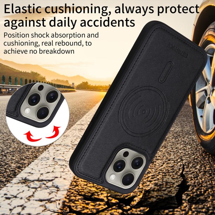 For iPhone 15 Pro Max BETOPNICE Horizontal Flip Detachable MagSafe Wallet Phone Case(Black)