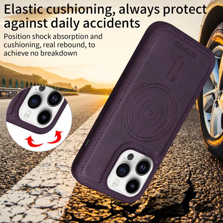 For iPhone 14 Pro BETOPNICE Horizontal Flip Detachable MagSafe Wallet Phone Case(Purple)