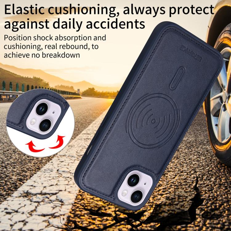 For iPhone 14 Plus BETOPNICE Horizontal Flip Detachable MagSafe Wallet Phone Case(Blue)