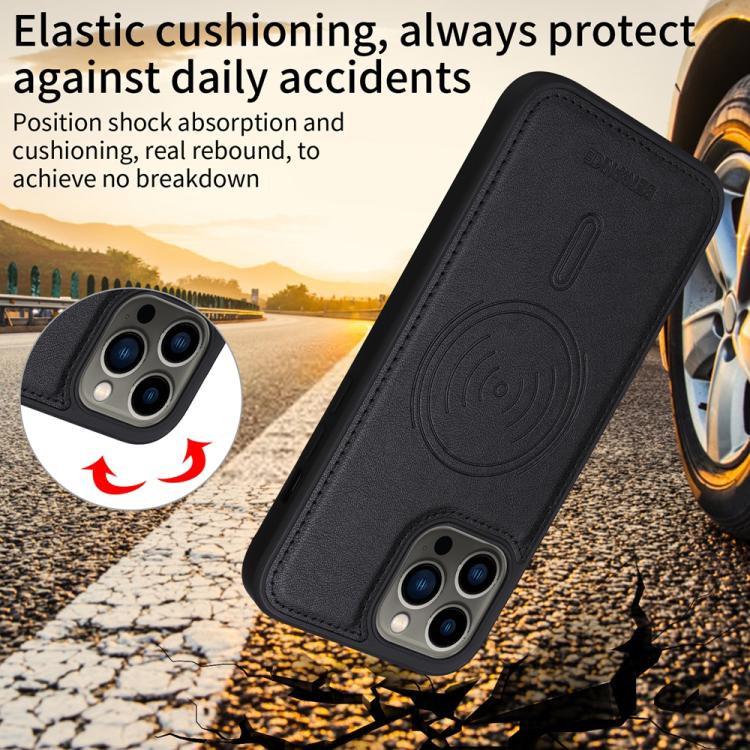 For iPhone 13 Pro Max BETOPNICE Horizontal Flip Detachable MagSafe Wallet Phone Case(Black)