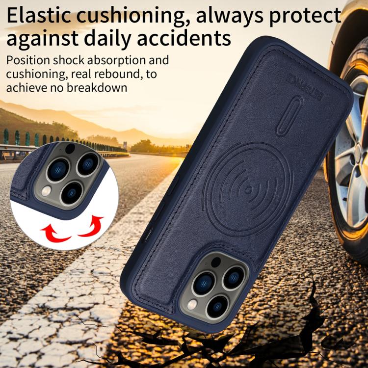 For iPhone 13 Pro BETOPNICE Horizontal Flip Detachable MagSafe Wallet Phone Case(Blue)