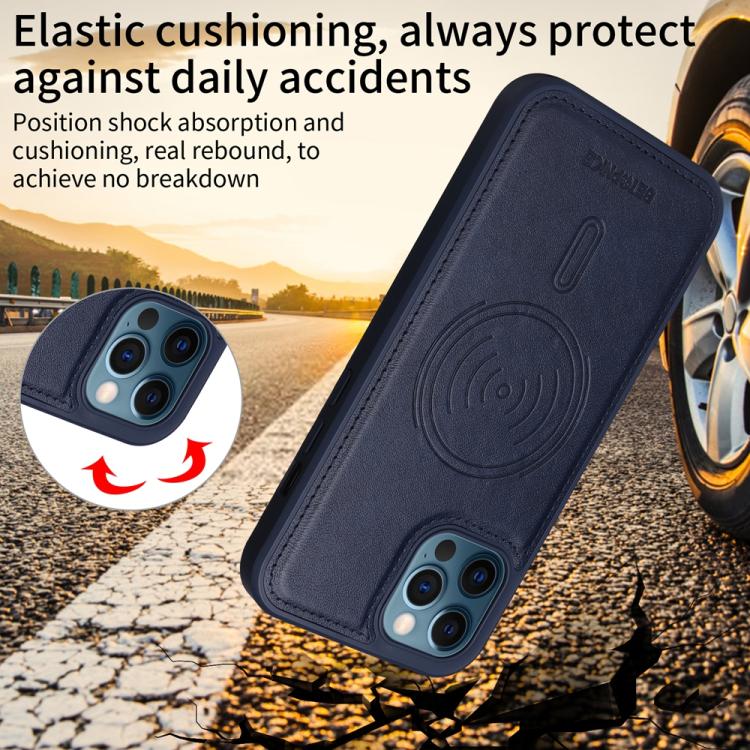 For iPhone 12 Pro Max BETOPNICE Horizontal Flip Detachable MagSafe Wallet Phone Case(Blue)