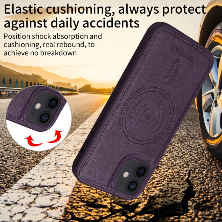 For iPhone 12 / 12 Pro BETOPNICE Horizontal Flip Detachable MagSafe Wallet Phone Case(Purple)