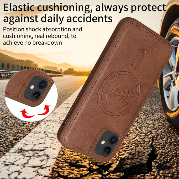 For iPhone 11 BETOPNICE Horizontal Flip Detachable MagSafe Wallet Phone Case(Brown)