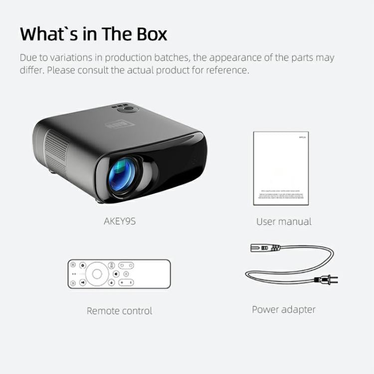 AUN AKEY9S 1080P 1000ANSI Autofocus WIFI Display Smart Projector, US Plug(Black)