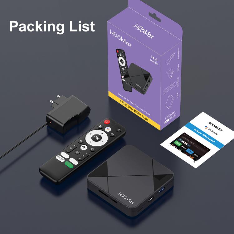 H96Max 4K UHD Android 14 Smart TV Box with Remote Control, RK3518 Quad-Core, 2GB+16GB