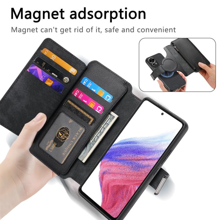 For Huawei nova 13 / 12 CaseNeo MagSafe RFID Anti-theft Zipper Wallet Retro Leather Phone Case(Black)