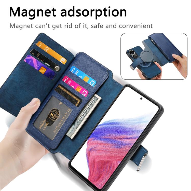 For Huawei nova 13 / 12 CaseNeo MagSafe RFID Anti-theft Zipper Wallet Retro Leather Phone Case(Blue)