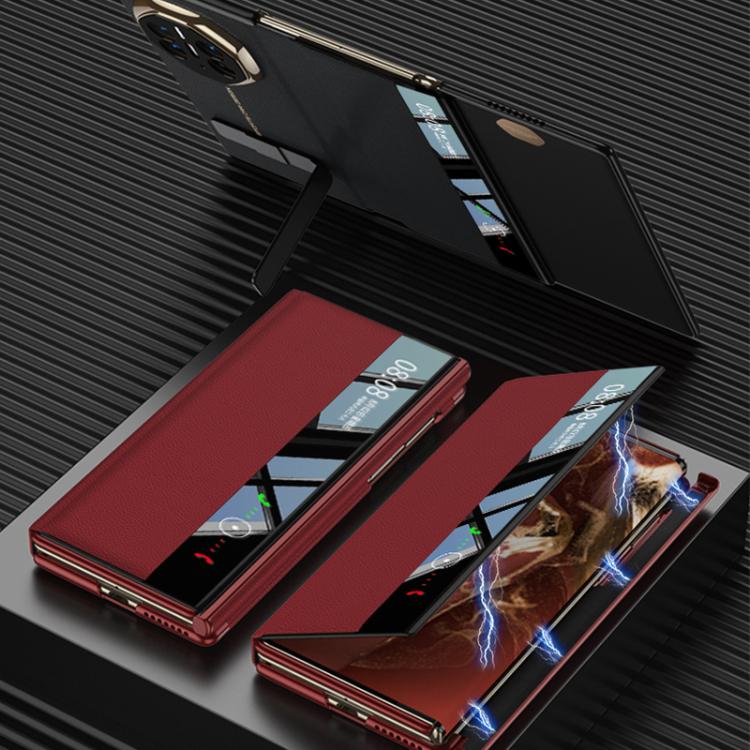 For Huawei Mate XT Ultimate GKK Magnetic Folding Full Cover Flip Phone Case with Slotted Rotating Bracket(Red)