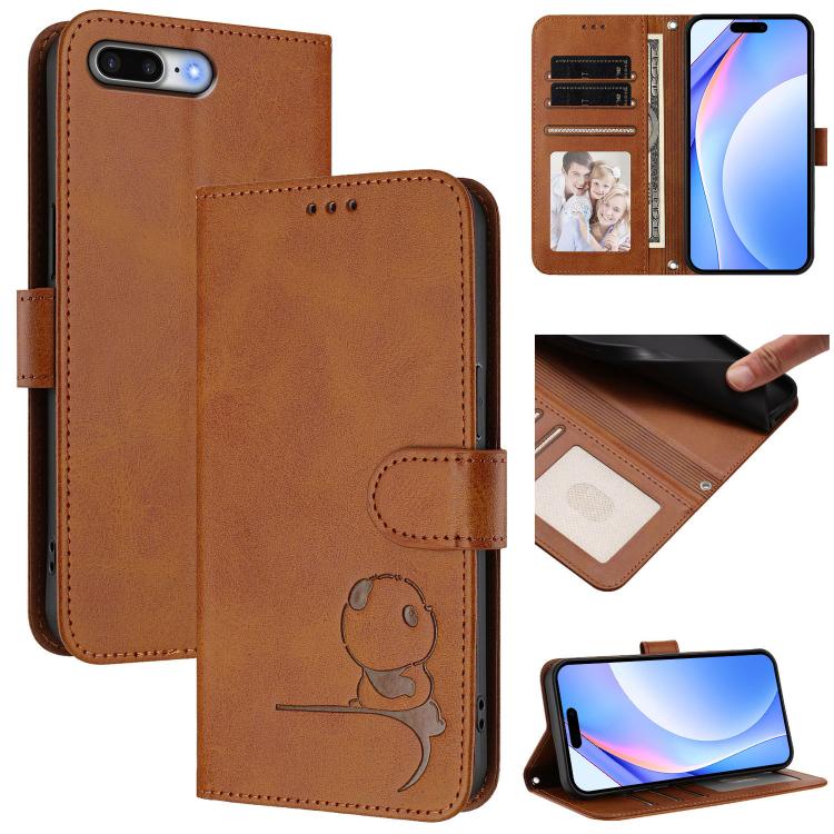 Litter Panda Embossing RFID Leather Phone Case with Lanyard, For iPhone XR, For iPhone XS Max, For iPhone 8 Plus / 7 Plus