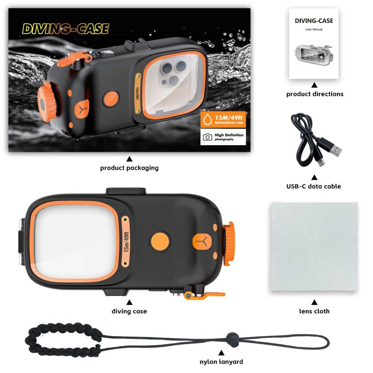 RedPepper Diving Case 15m Waterproof Protective Case for iPhone / Samsung / vivo / Huawei / Xiaomi(Black)