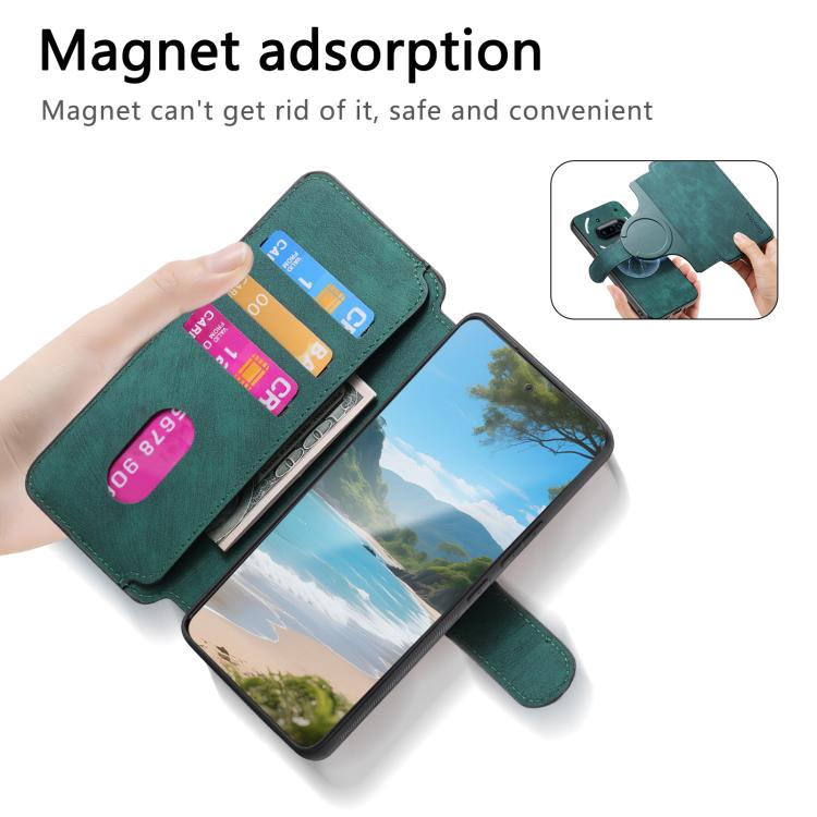 For Nothing Phone 3a CaseNeo MagSafe RFID Anti-theft Retro Leather Phone Case(Green)