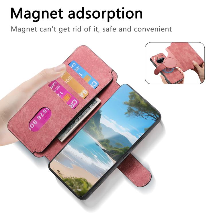 For Nothing Phone 3a CaseNeo MagSafe RFID Anti-theft Retro Leather Phone Case(Pink)