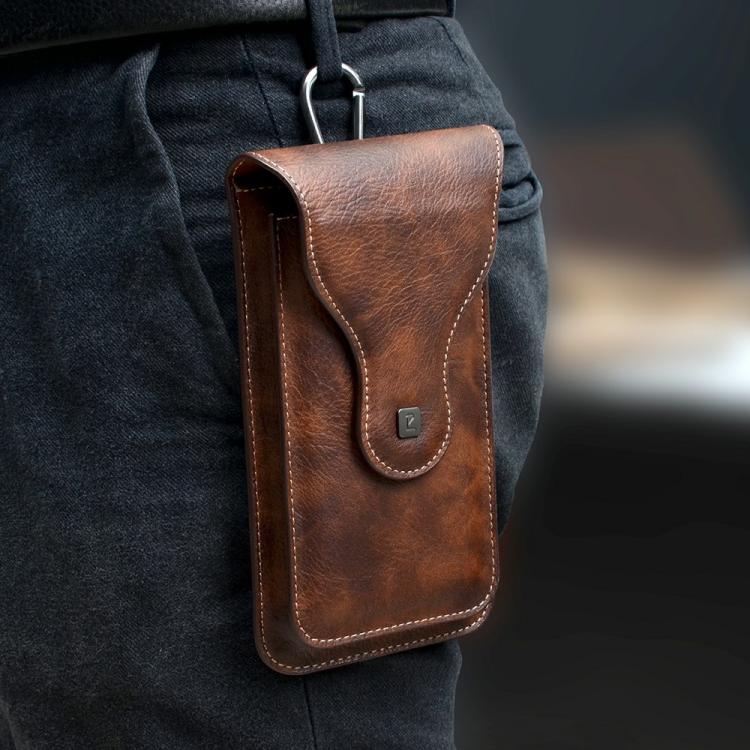 VIETAO Dual-Layer Pockets Crazy Horse Waist-Hanging Phone Bag(Black)