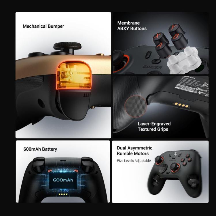 GameSir Nova 2 Lite Tri-Mode Wireless Game Controller for Switch / Steam / PC / iOS / Android, Nova 2 Lite White, Nova 2 Lite Black