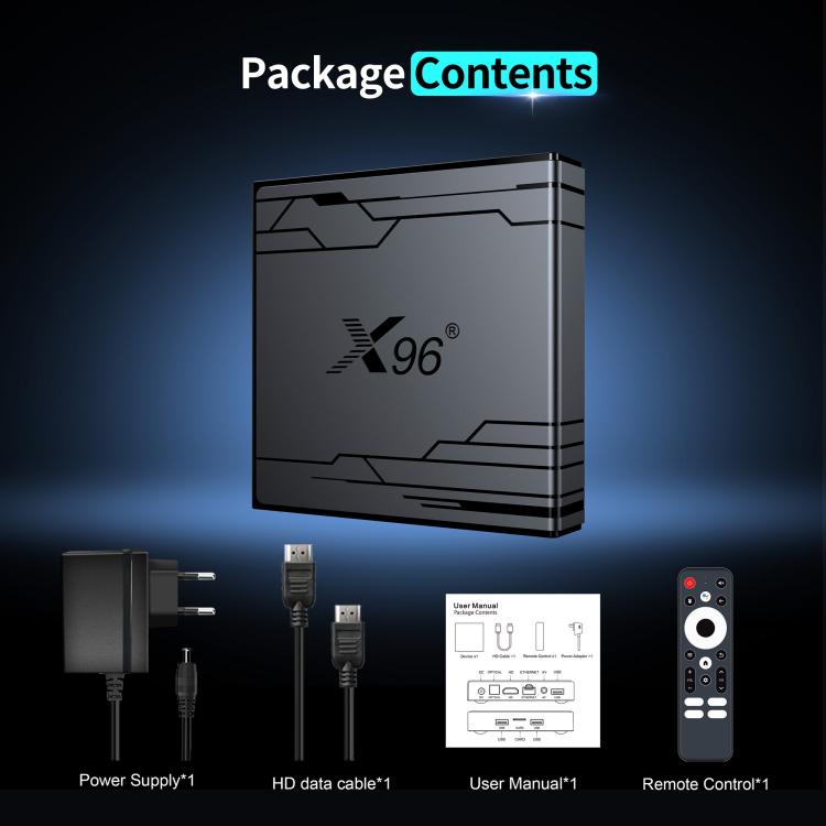 X96 NEX 4K Android 14 Smart TV Box with Remote Control, Amlogic S905Y5 Quad Core, 2GB+16GB, 4GB+32GB