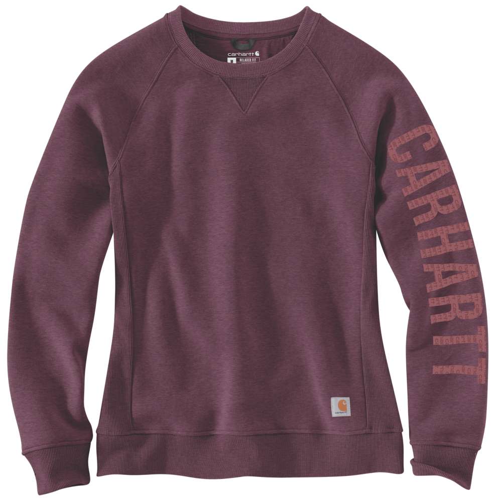 Carhartt 104410 Women's Relaxed Fit Midweight Crew Neck Logo Sweatshirt Fleece