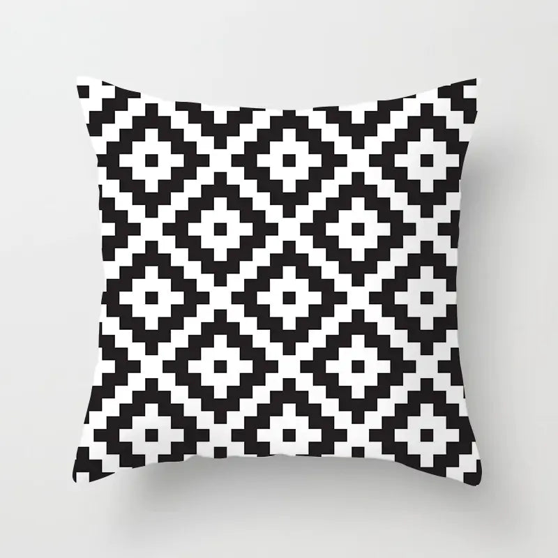 Yellow & Black Geometric Cushion Cover – Modern Abstract