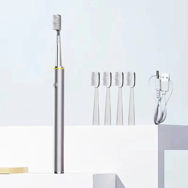 Electric Toothbrush for Women - Slim Metal Body, Soft Bristles, Beauty & Oral Care Toothbrush