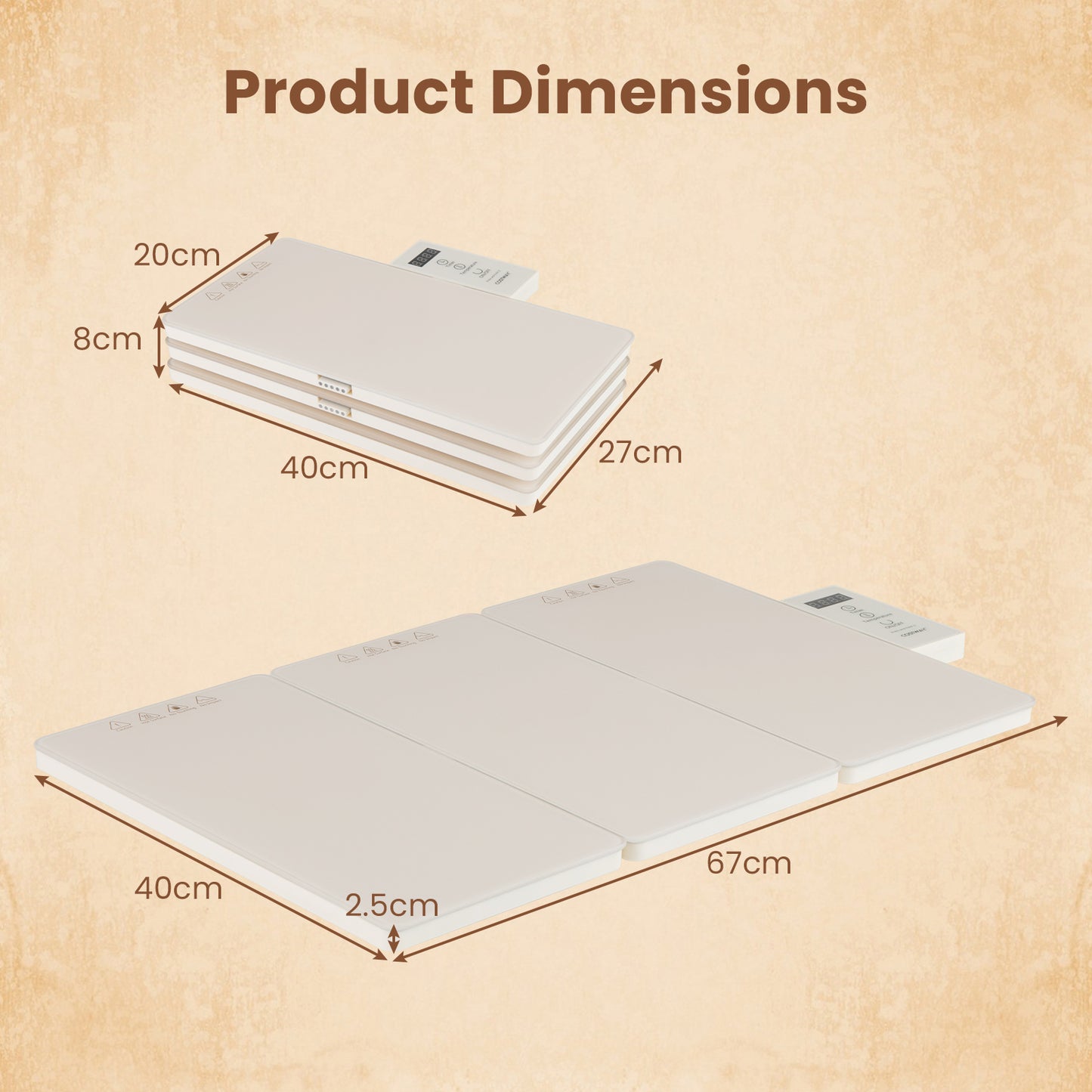 Electric Food Warming Tray Tray with Adjustable Temperature Control-Beige