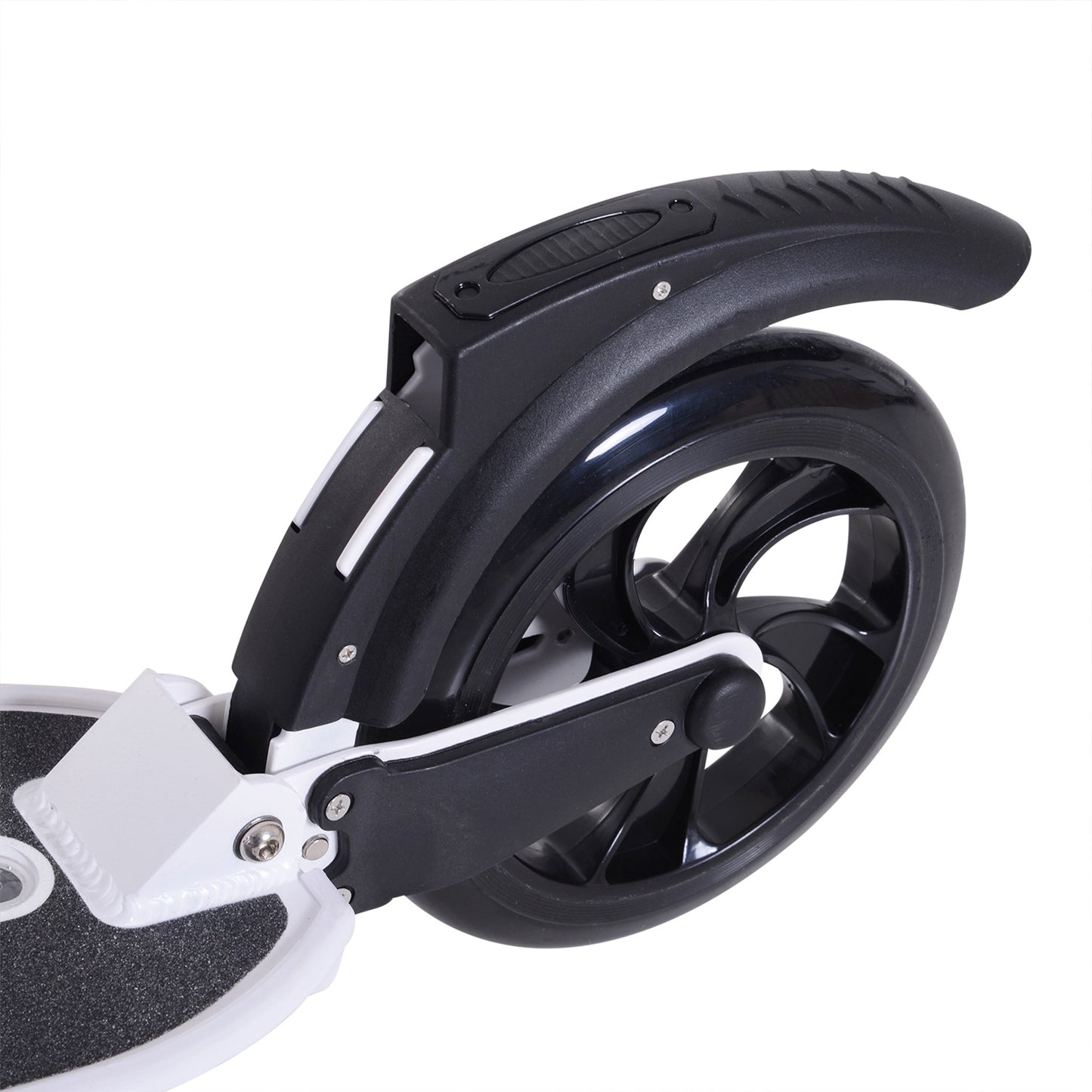 HOMCOM Folding Kick Scooter Teens Adult Ride On Adjustable 2 Big Wheels White
