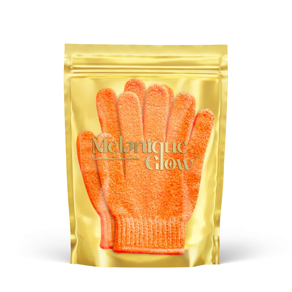Melanique Glow Brilliant Body Glow Set: Achieve Luminous Radiance & Smooth Skin for All Skin Types – Free Exfoliating Gloves Included