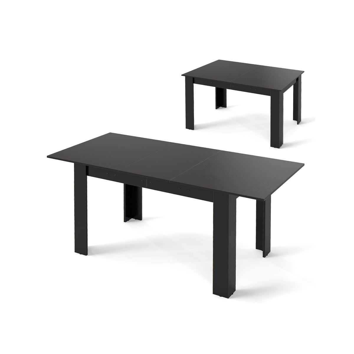 Extendable Dining Table with Adjustable Tabletop-Black