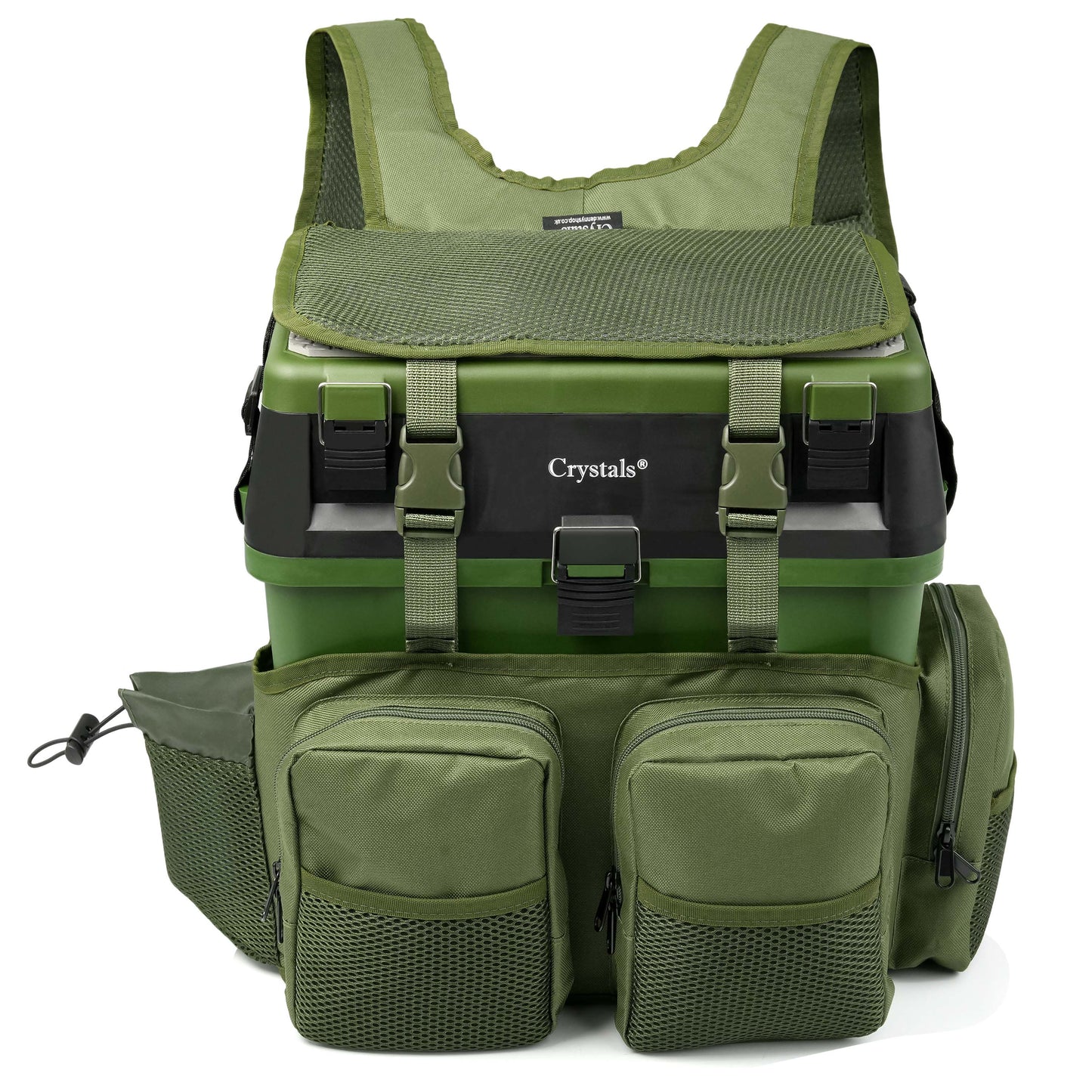 Fishing Tackle Box with Padded Seat & Straps