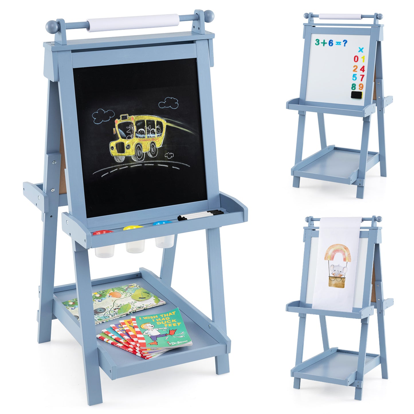 3-in-1 Double-sided Art Easel Foldable Easel for Kids-White