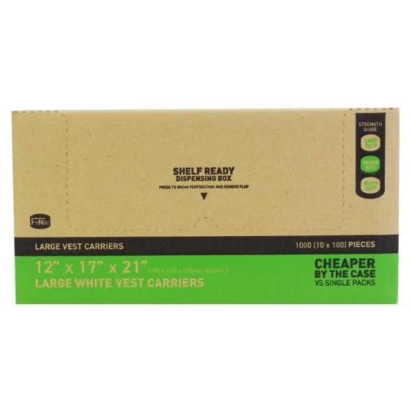 FyNite 100 Pieces Large White Vest Carriers 12" x 17" x 21"