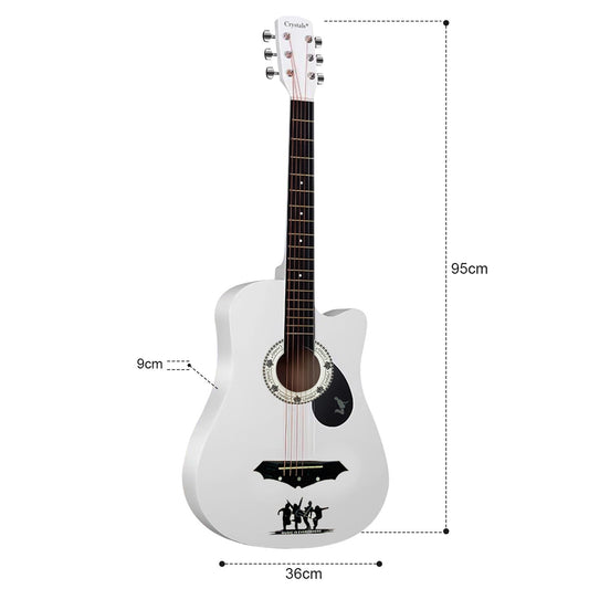 38" Full Size 6 String Acoustic Guitar White