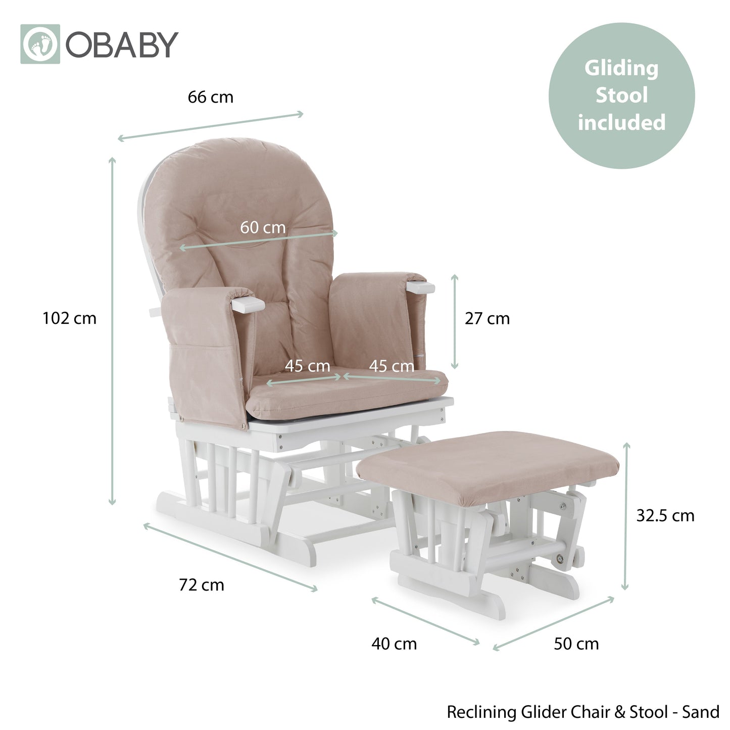 Nursing Glider Chair & Footstool Set – Sand