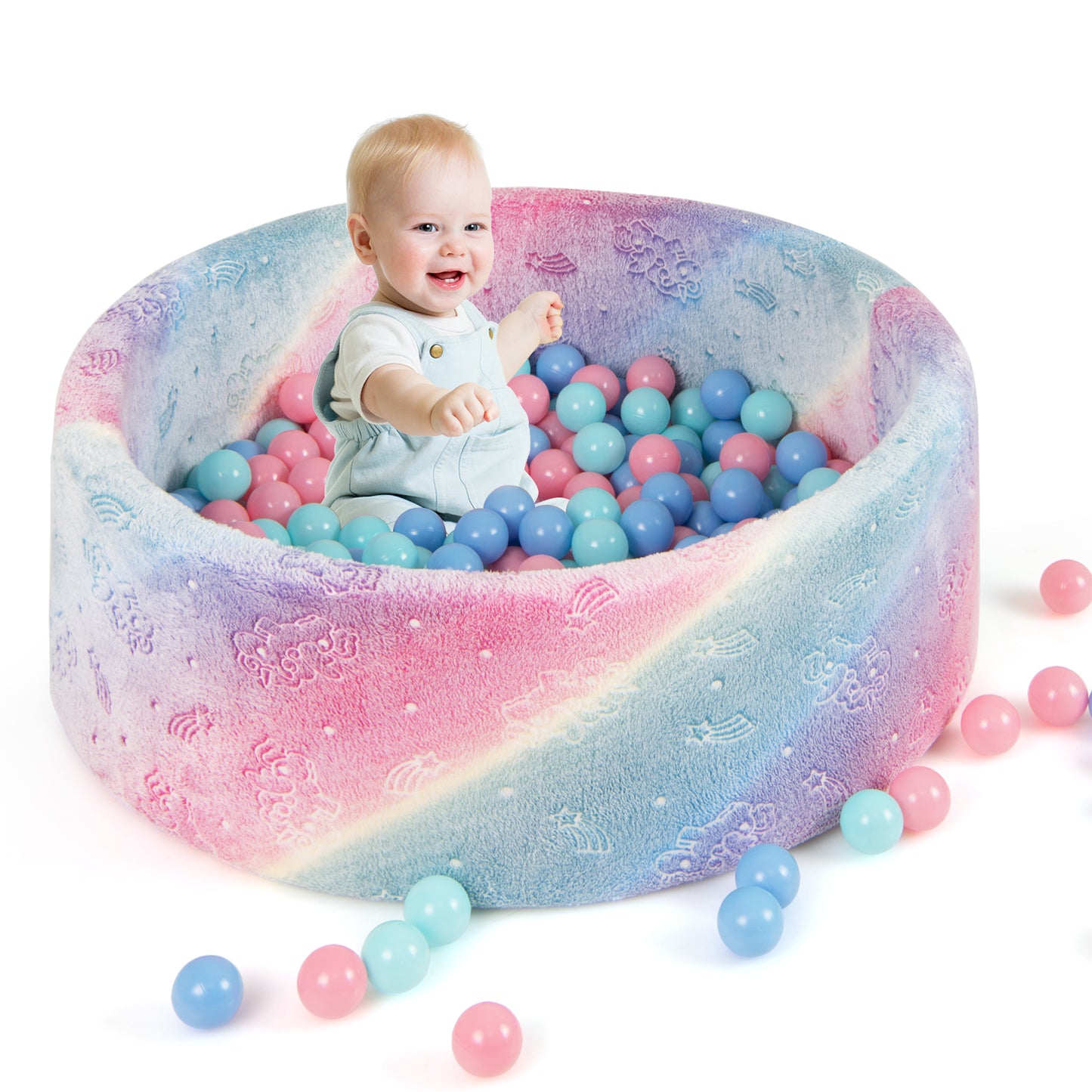 Glow in the Dark Round Ball Pool with 200 Colorful Ocean Balls-Grey