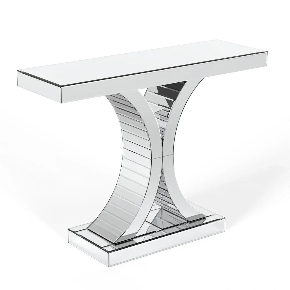 43.3'' Mirrored Glass Console Door Entryway Display Table