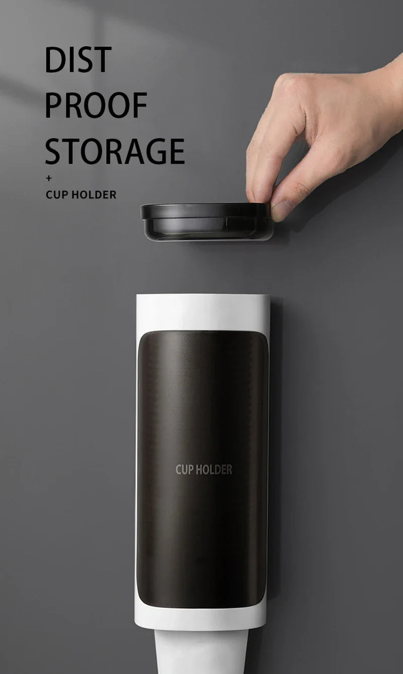 Household Wall-Mounted Automatically Drop Disposable Cup Holders Punch-Free Paper Cups Dust-Proof Drinking Fountain Racks