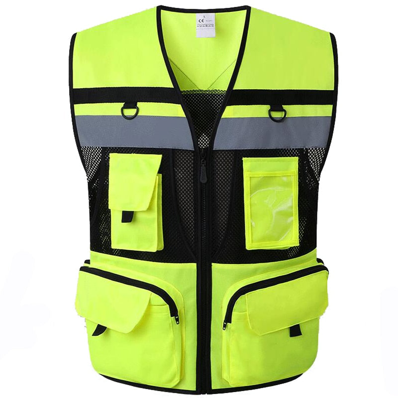 High Visibility Utility Safety Vest Mesh Breathable Work Gilet Hi Vis