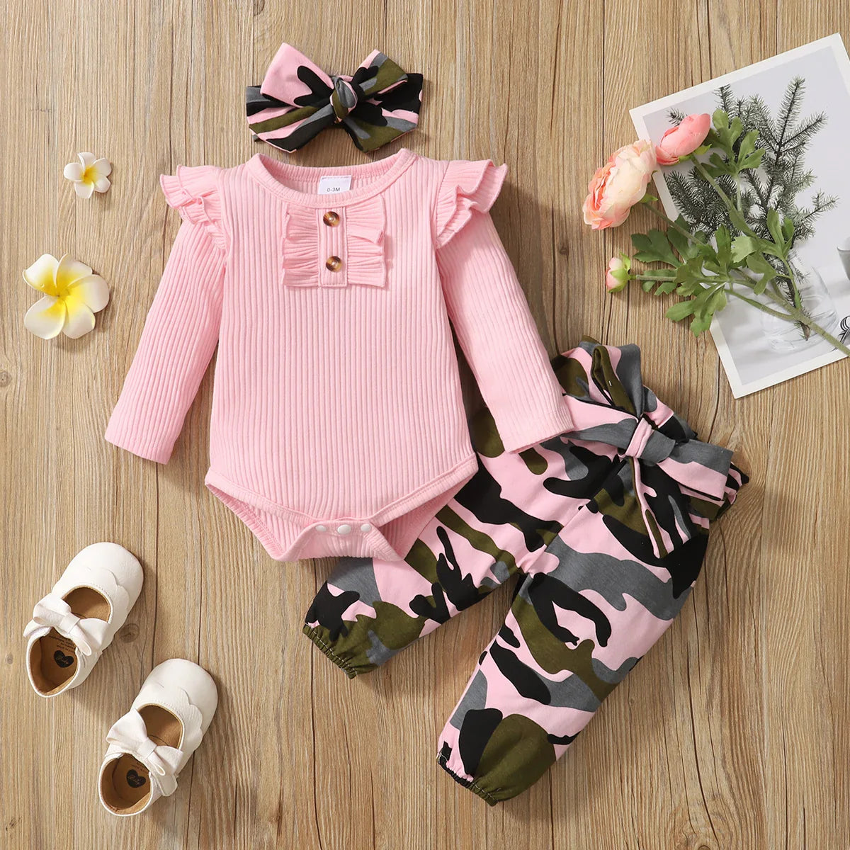 Camouflage Baby Clothes for Boys Girls 3Piece Baby Outfit Knitted Autumn Sets for Baby Long Sleeve Toddler Fall Clothing Newborn