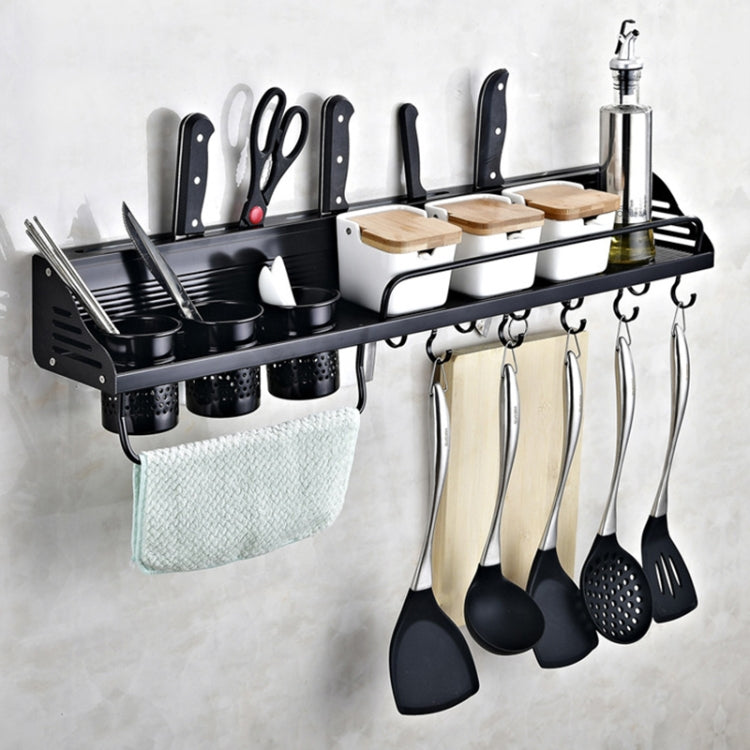 A Version 70cm 2 Cups 10 Hooks Kitchen Multi-function Wall-mounted Condiment Storage Rack, A Version 70cm 2 Cups