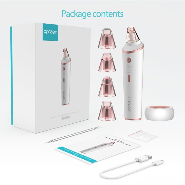 XPREEN XPRE037 Wireless Charging Multi-function Blackhead Extractor Pore Cleanser with Four Probes & LED Lighting Function(White)