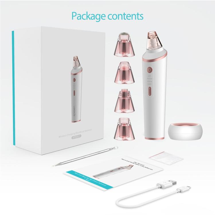 Wireless Charging Multi-function Blackhead Extractor Pore Cleanser with Four Probes & LED Lighting Function(White)