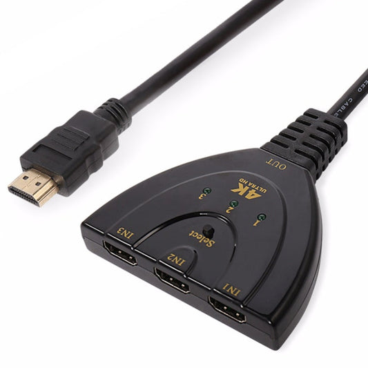 3 in 1 HDMI Input 4K x 2K HDTV Pigtail Switch Adapter HDMI Splitter, 1 in 3